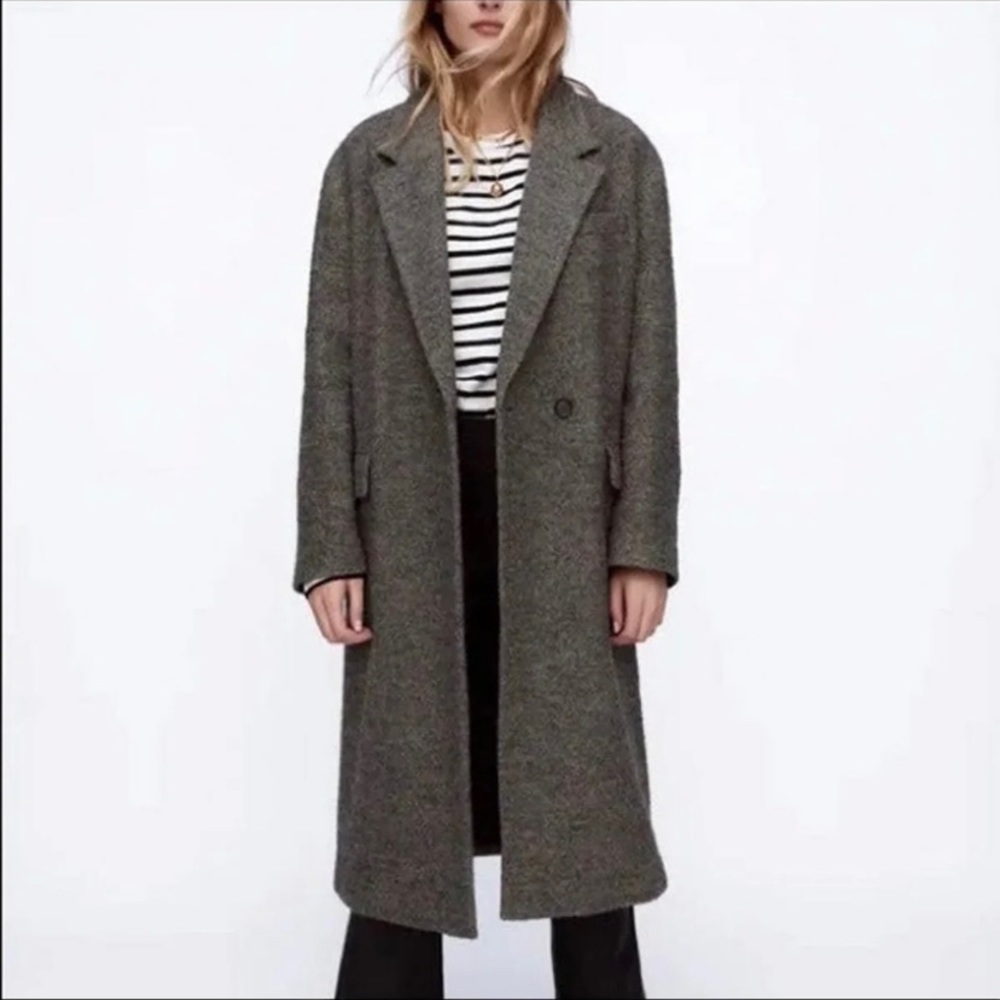 Zara Oversized Grey Wool Long Coat